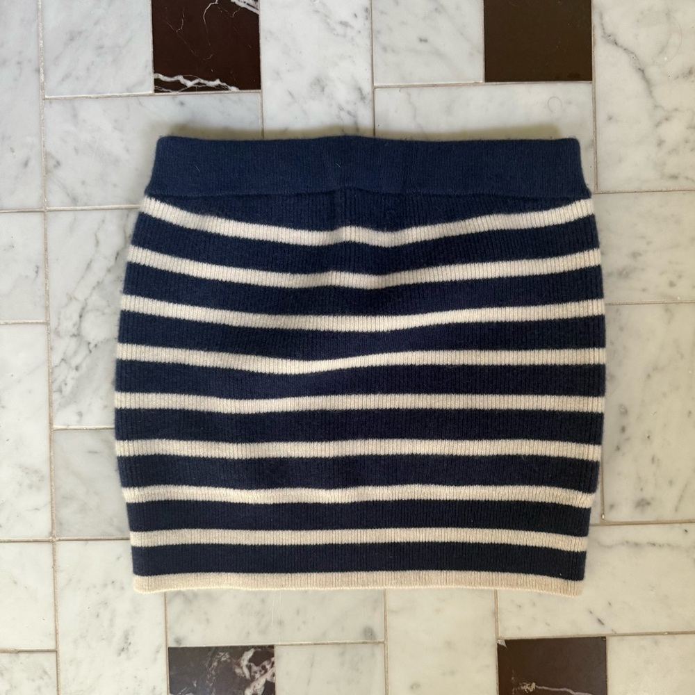 J. Crew Featherweight Cashmere Navy and White Striped Tube Top, S
